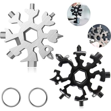 Outil Multifonction Flocon de Neige 18 en 1. 2 Pcs Clé à Flocon de Neige En Acier Inoxydable.Mini Tournevis Passe-partout en acier inoxydable. Portable Outil multifonction (1/4)