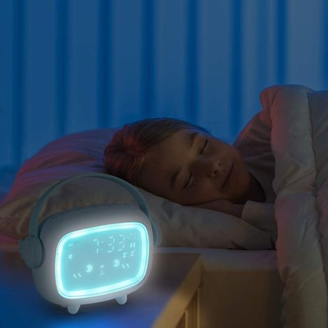 Réveil bleu pour chambre de garçon, aide au sommeil, réveil et veilleuse (1/5)
