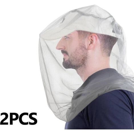 Lot de 2 moustiquaires de tête haut de gamme, extra larges et extensibles, trous ultra-fins, équipement anti-insectes volants pour camping, randonnée, pêche, jardinage, chasse, chiens, convient à tous