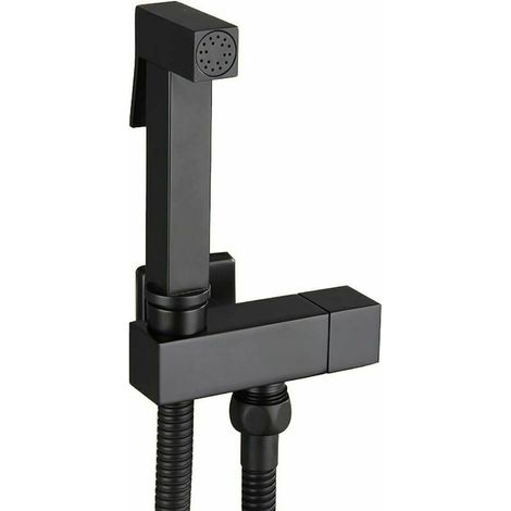KZQ – Douchette WC en laiton noir – Pulvérisateur de bidet à main avec support mural – Tuyau acier inoxydable 150 cm – Hygiène personnelle