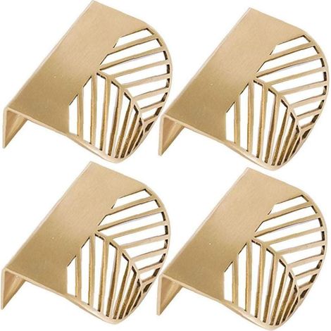 4pcs Forme des feuilles d'or en laiton Cabinet Poignées de meubles de cuisine Poignées Poignée de porte en cuivre tiroir tirettes