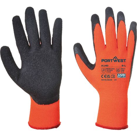 Wärmehandschuhe mit Latex-Beschichtung Orange/Schwarz, Größe M - Größe 8