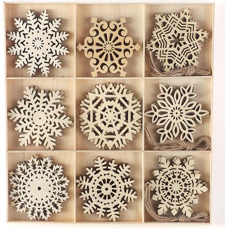 Guirlande En Bois - Décoration De Noël En Forme De Flocon - Pour Arbre De Noël Et Décoration Intérieure - 27 Pièces (1/5)