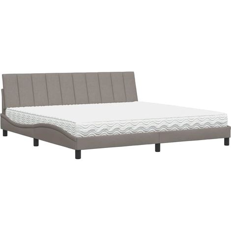 Lit avec matelas Hanko taupe 200x200 cm tissu (1/5)