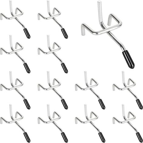 25 Pièces Crochets pour Panneau Perforé en Métal - 5cm Argent - pour Organiser les Outils de l'Établi et les Rayonnages de Magasins (1/5)