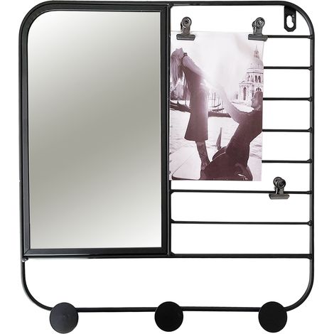 Garderobe mit Spiegel, Fotoklammern und Haken Metall-D980479