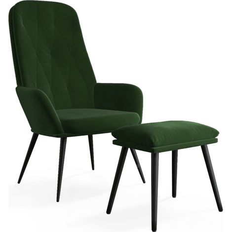 Maison Exclusive - Relaxsessel mit Hocker Dunkelgrün Samt (1/5)