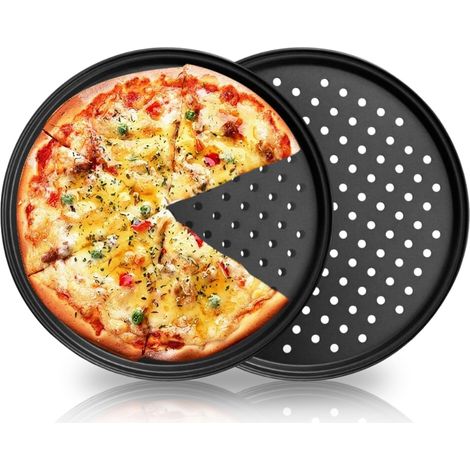 Plateau à Pizza - Acier Au Carbone Perforé 30cm - Antiadhésif Pour Four - Cuisson Croustillante - Lot De 1 (1/5)
