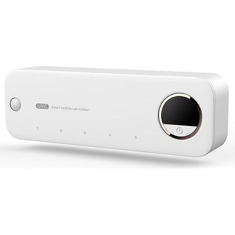 Stérilisateur UV rechargeable pour brosses à dents, support mural avec affichage LED, accessoires de salle de bain, blanc. (1/5)