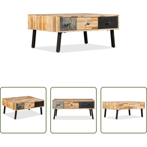 Teck recyclé - Table basse Teck de récupération massif 90x65x40 cm (1/5)
