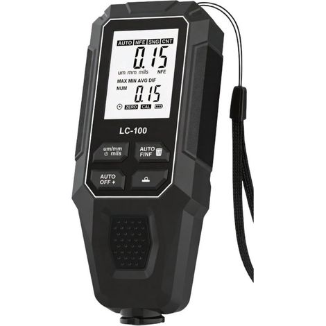 Jauge d'épaisseur de revêtement numérique 0 2000um Fe/NFe Détection automatique Corps en métal Écran LCD pour inspection de peinture automobile industrielle (Noir) (1/5)