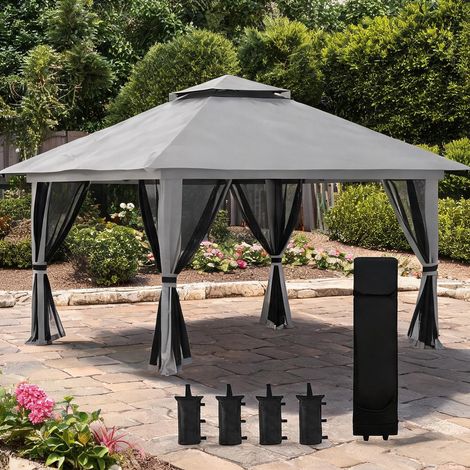 Store banne coloris gris foncé en polyester 392 x 392 x 283 cm (1/5)