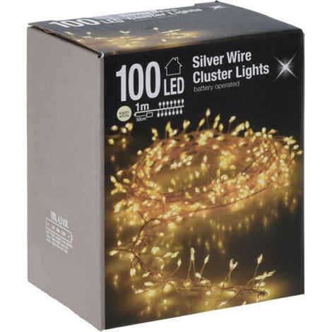 Cluster Micro Lichterkette 100 LED warmweiß - 100 cm - Büschel Leuchtdraht Drahtlichterkette