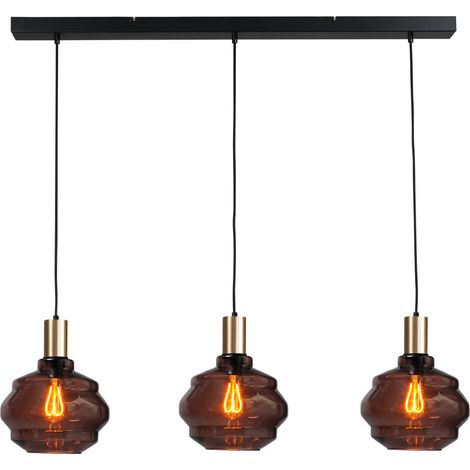Lampe suspendue 3 lumières - dorée - Porto avec verres Ball rouges - Ø 24cm - 2711-05-02-100-3-1 (1/2)