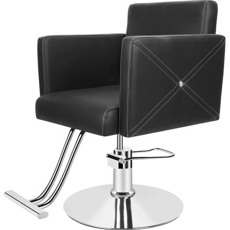 Friseurstuhl, Barberstuhl, heb- und senkbar, 360 Grad drehbar, maximale Tragkraft 150 kg, schwarz.