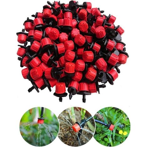 Set di 100 Gocciolatori Regolabili 0-70 l/h per Irrigazione, Sistema Irrigazione Automatica, utilizzato in Giardini, Agricolture