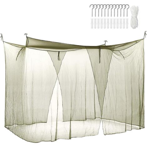 Moustiquaire d'extérieur – Maille fine en polyester avec crochets – Idéale pour la maison, les voyages et les dortoirs – Installation facile (1/5)