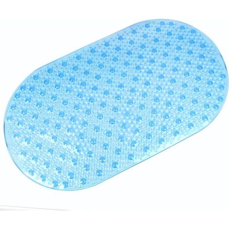 Tapis de sol de salle de bain antidérapant, bleu brillant, 39 x 69 cm (1/5)