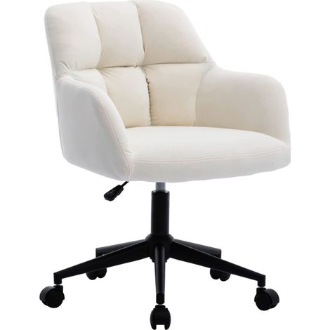 Sedia da Scrivania Girevole Sedia da Ufficio Imbottita con Rotelle Regolabile in Altezza per Studio, Velluto, Bianco