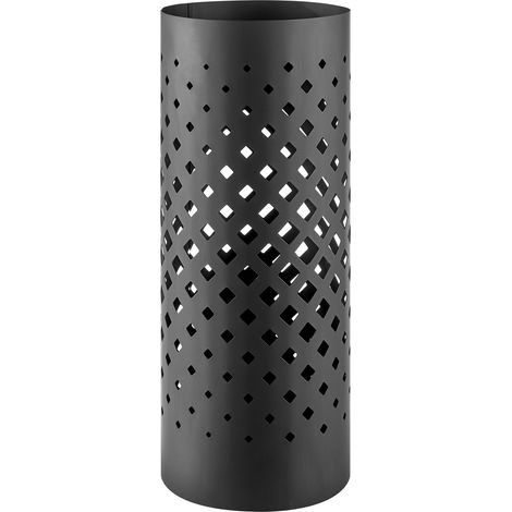 Porte Parapluie en métal avec Bassin d'Eau, Design Industriel, Noir (1/5)