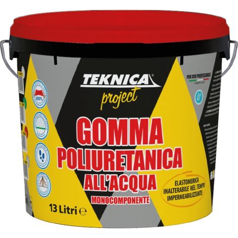Teknica GOMMA POLIURETANICA ad acqua sigillante impermeabile GRIGIA 4- 13 LT - FORMATO: 13 LT