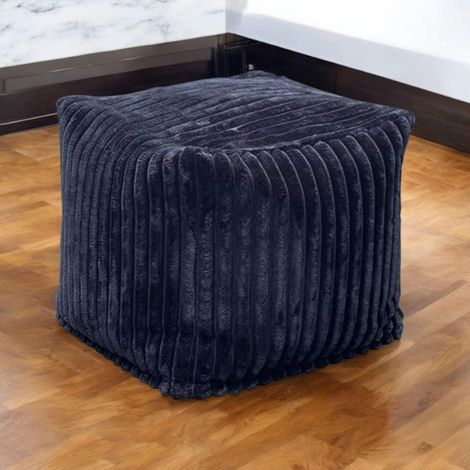 Pouf carré velours grosses côtes anthracite VISBY (1/3)