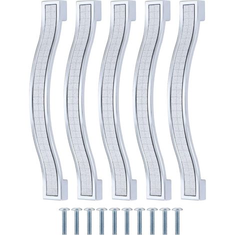 Schubladengriffe aus legiertem Strass-Kristall, 5 Stück, für Kommode, Küchenschrank, Schrank (Silber, 128 mm, 5 Stück)