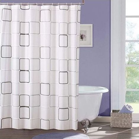 Rideau de Douche, Grand Rideau Douche avec 12 Crochets en Plastique Anneaux de Rideaux Rideau de Douche Anti-Moisissure Parfait pour Dortoir/Famille/Appartement/Hôtel Shower Ccurtain (1/4)