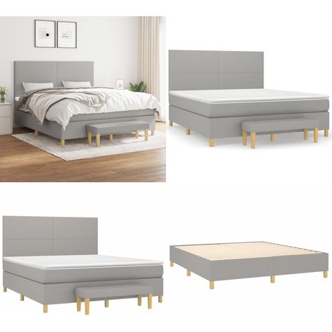 Boxspringbett mit Matratze Hellgrau 160x200 cm Stoff - Boxspringbett - Doppelbett - Bettenrahmen - Schlafsystem - Hellgraues Bett - Home & Living (1/5)