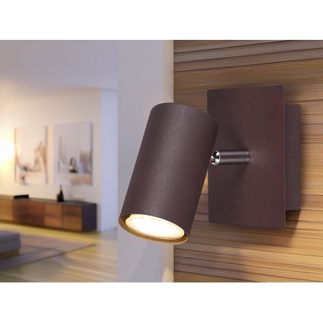 LED Wandstrahler Metall Rost mit schwenkbarem Spot, Breite 12cm (1/5)