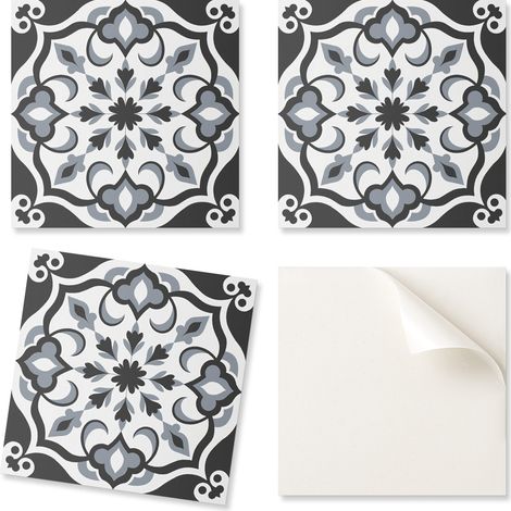 Paquete de baldosas de vinilo autoadhesivas con estampado floral y adornos, 20x20x20 cm.