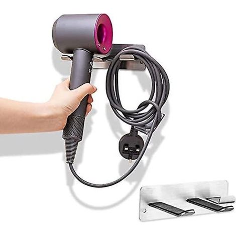 Support de sèche-cheveux, support de sèche-cheveux mural adhésif étanche en acier inoxydable