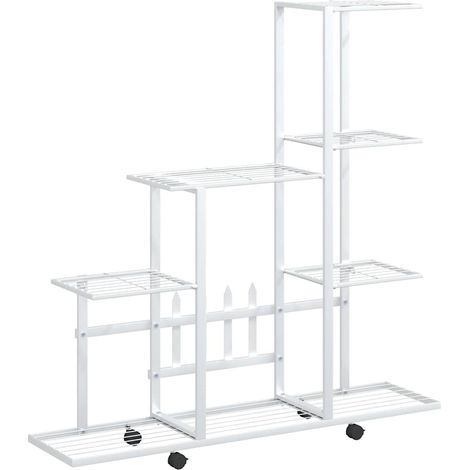 Maison Exclusive - Portapiante con Ruote 94,5x25x92,5 cm Bianco in Metallo (1/5)