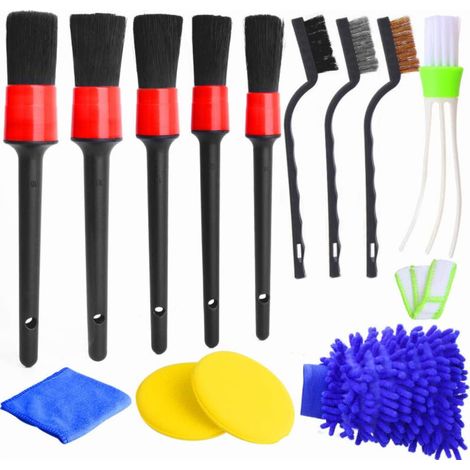 13 Pcs Lot de Brosse Nettoyage Voiture Pinceau à Détail de Voiture pour Lavage Roue, Moteur, Tableau de Bord, Bouches D'aération et Intérieur, Extérieu (1/5)