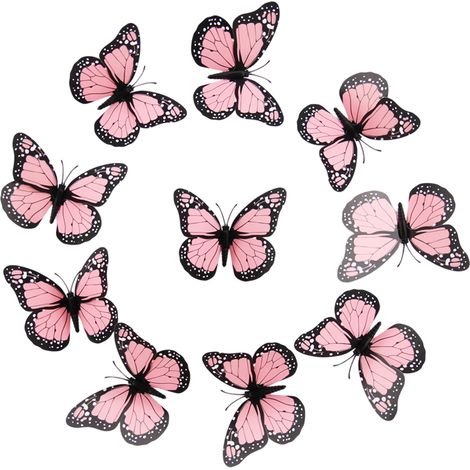 10 papillons monarques magnétiques, décoratifs 3D, 12 cm, pour porte, réfrigérateur ou fête d'anniversaire (1/5)