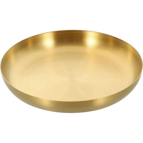 Assiette en acier inoxydable, plateau à collations en acier inoxydable, plateau de service à collations en acier inoxydable, assiette alimentaire en acier inoxydable-18.00X18.00X3.00CM-Golden (1/3)