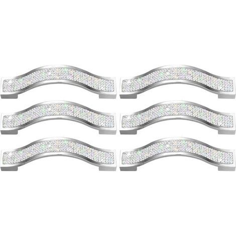 Möbelgriffe aus Kristall – geeignet für Schubladen, Schränke, Kommoden, Schminktische usw. – 6er-Set, 128 mm dick (1/5)