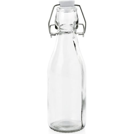 Bouteille à fermeture mécanique 250 ml Ø 5,5 cm H 19,5 cm verre lot de 6 - Was Germany (1/2)