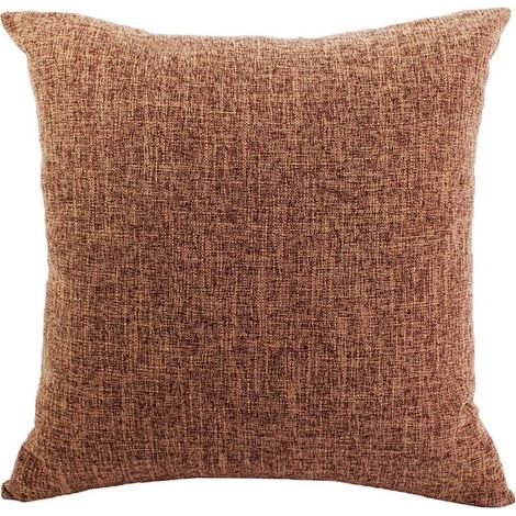 Housses de Coussin Coton Lin en Couleur Unie Throw Pillow Case Chambre Salon Sofa Décoration de Maison Carré Taie d'oreiller Invisible Fermeture à glissière Marron 65X65CM (1/5)