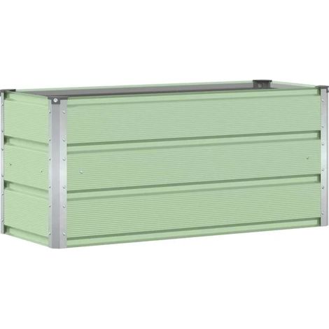 Pot de fleurs vert, 100 x 40 x 45 cm, acier. (1/5)