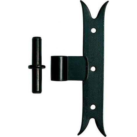 Afbat – Gond de porte sur platine queue de carpe axe amovible noir – Section fer 30 x 5 mm – Hauteur platine 190 mm – Déport 35 mm