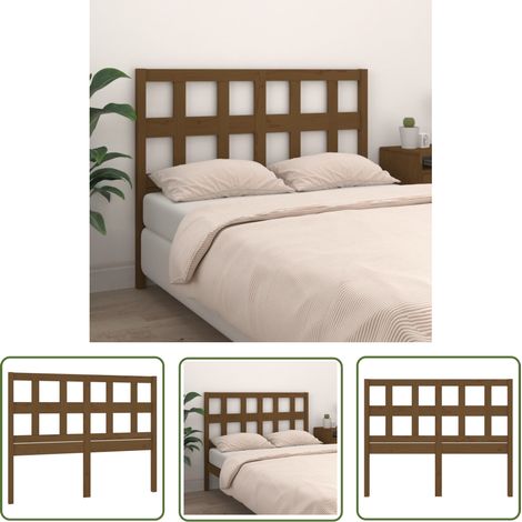 The Living Store Tête de lit Marron miel 205,5x4x100 cm Bois massif de pin - Tête De Lit - Tête De Lit En Bois - Tête De Lit Rustique - Meuble De Chambre - Mobilier De Chambre (1/5)