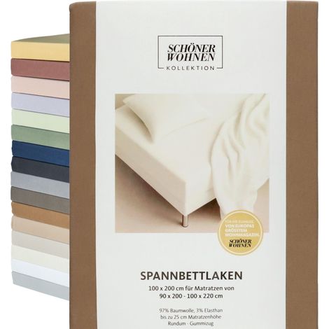 SCHÖNER WOHNEN sábana ajustable FLAT - 1 unidad 90x200 cm, Blanco (1/5)