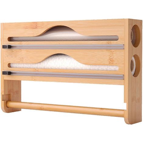 Feuille et plastique film organisateur bambou feuille aluminium distributeur porte essuie tout cuisine organisation B (1/5)