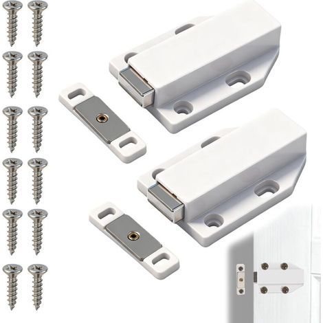 Set mit 2 Magnetverschlüssen zum Öffnen per Druckknopf, Magnetverschlüsse für Schranktüren, Küchenschubladen und Möbel, praktisches und elegantes Schließsystem, einfache und flexible Montage (1/5)
