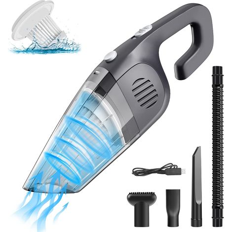 Aspirateur à main sans fil, rechargeable, aspiration puissante et charge rapide, mini aspirateur eau et poussière pour voiture, maison et bureau, gri (1/5)