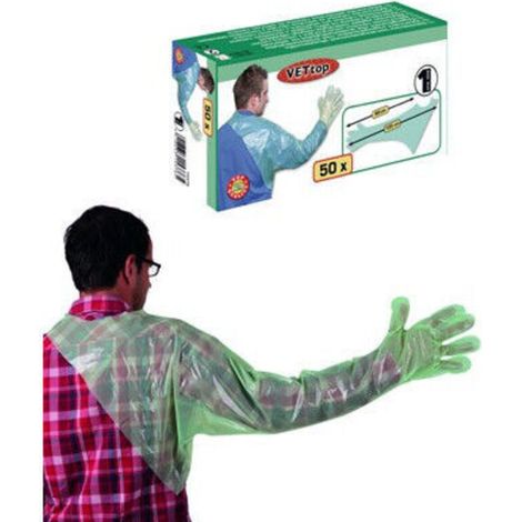 Gants vétérinaire jetables avec protection d’épaule (Boîte de 50) (1/4)