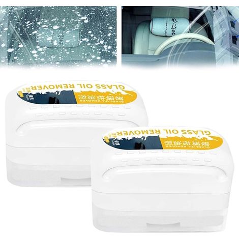 2 Pièces Nettoyage Voiture Brosse Pare-Brise, Nettoyant Vitre Dissolvant de Film D'huile de Verre pour Voiture, Film pour Vitre, Nettoyant Voiture, Nettoyant Vitre Voiture Multifonctionnelle (1/5)