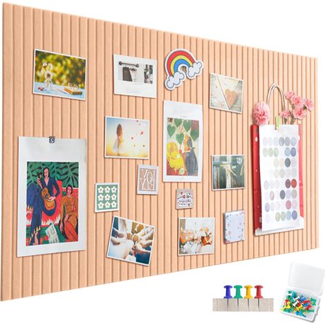 Grand tableau d'affichage autocollant en feutre - 60 x 40 cm - décoratif - 0,9 cm d'épaisseur - Pliable - Pour bureau, cuisine - Orange clair (1/5)