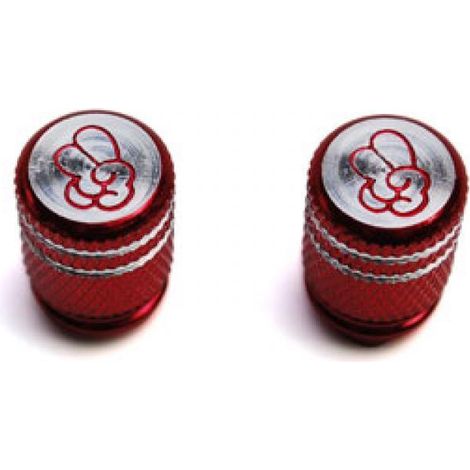 Paire bouchon valve cylindrique TOO COOL moleté rouge pour moto (1/2)